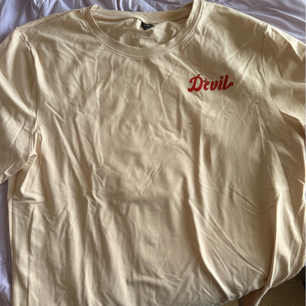 SHEIN Cream Shirt with Devil Detail